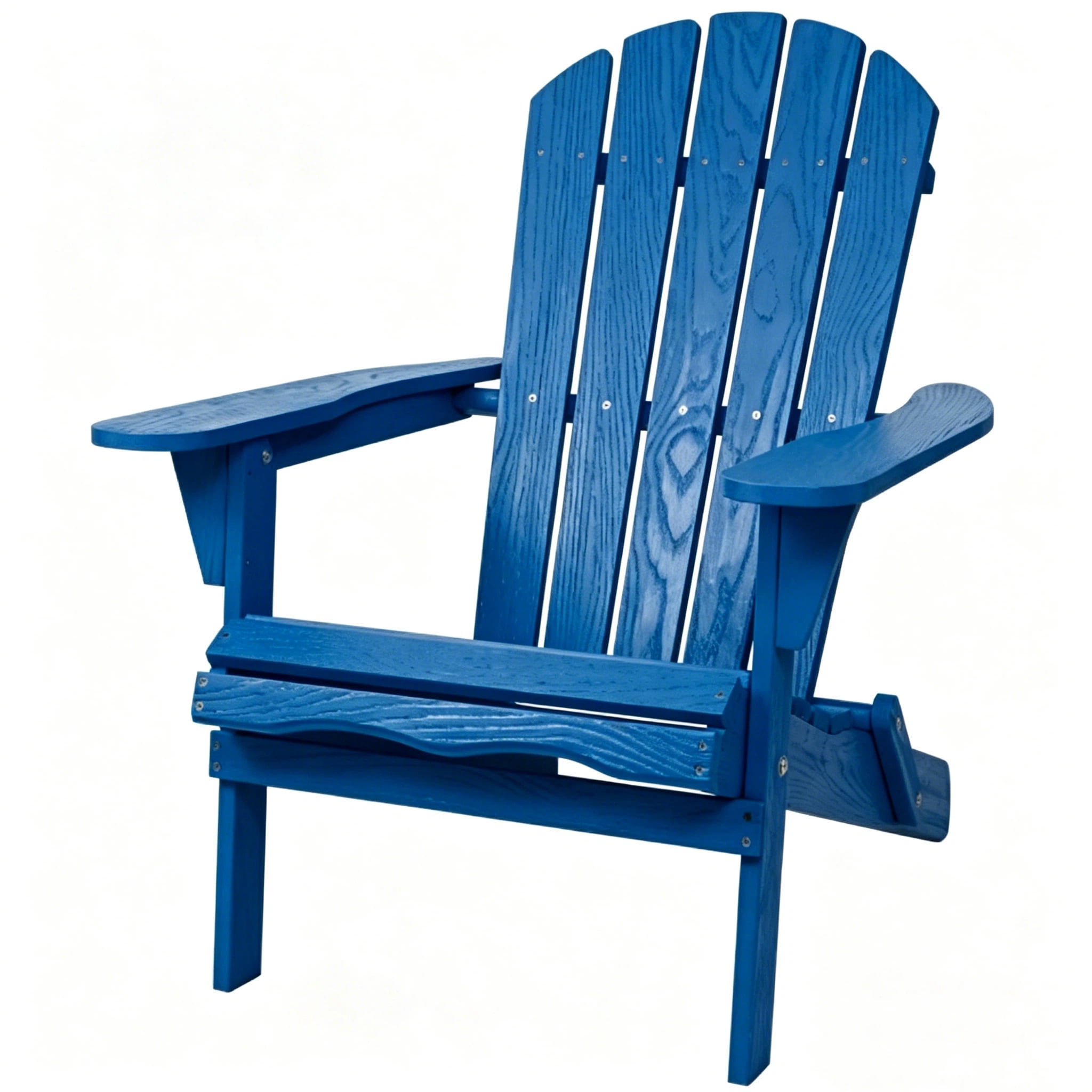 AISWORD Outdoor Folding Embossed Adirondack Chair, Pre-Assembled BackRest Wood Lounge Chair, Navy