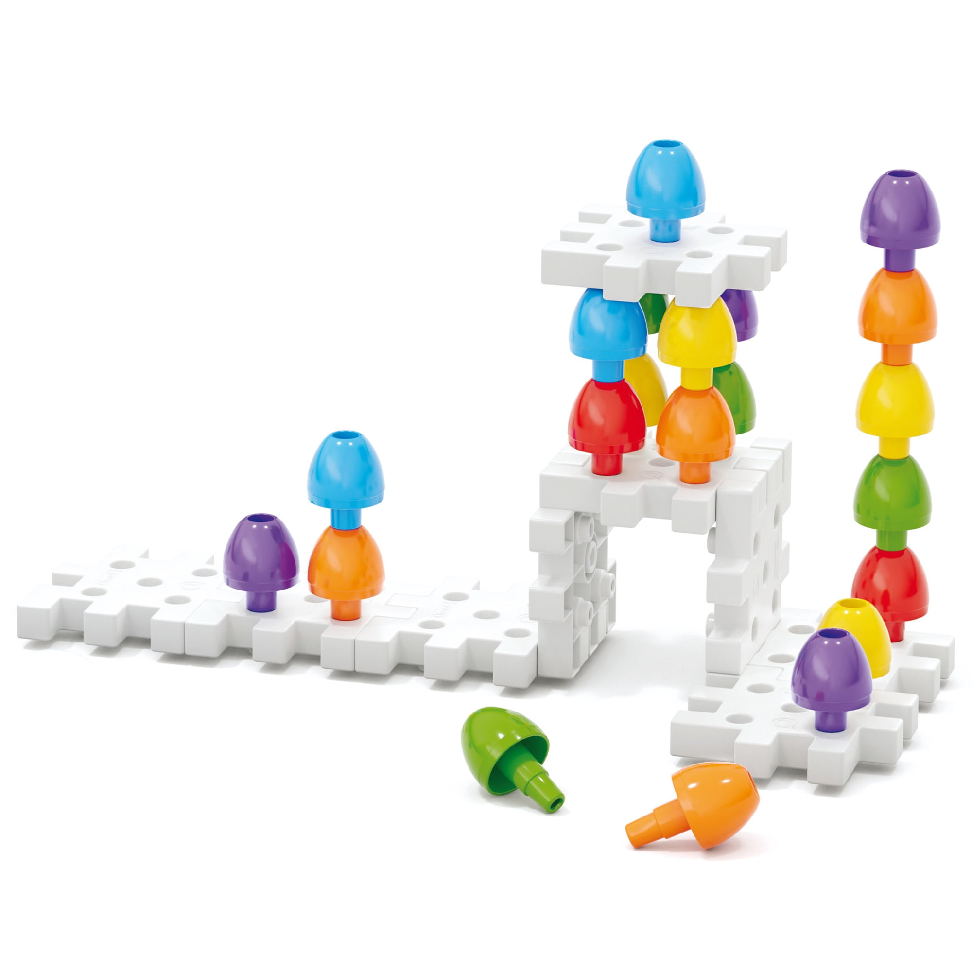 Quercetti: Jumbo Peggy - Creative Pegs Stacking & Color Matching Toy, Illustrated Cards & 9 Linking Boards, Animal & Nature Scenes, Toddler & Kids 2+