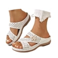 thumbnail image 3 of Slippers for Women,Stylish Slippers Comfortable Summer Footwear For Daily Casual Wear Open Toe Design With Floral Cutouts And Wedge Heel For Pairing,Womens Slippers,White,9, 3 of 6