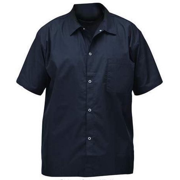 Winco UNF-1KL, Black Chef Shirt, Polycotton Chef Cook Jacket, Unisex Chef Uniform Apparel with Short Sleeves (L)