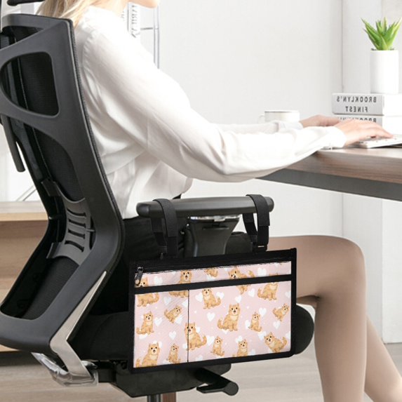 Jiueut Heart Cat Wheelchair Armrest Side Hanging Storage Bag Wheelchair Pouch Back Pocket for Women Outdoor Chair Armrest Storage Organizer Hanging Bag Wheelchair Bags