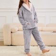 thumbnail image 3 of Kaemgyyd Fuzzy Pajama Set Fleece Sherpa 2 Piece Outfits Winter Loose Long Sleeve Pullover Top and Warm Pants 5-14 Y, 3 of 5
