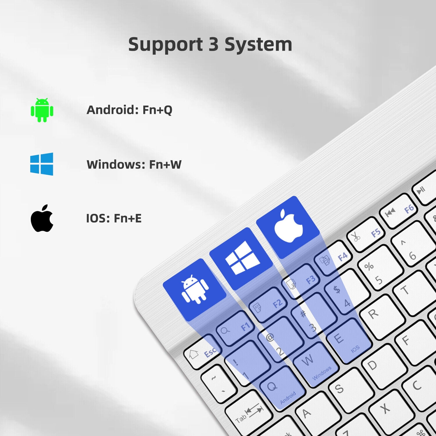 Universal Bluetooth Keyboard Multi-Device Wireless Keyboard for Windows iOS Android Computer Desktop Laptop, Black