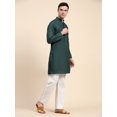 thumbnail image 6 of SKAVIJ Men's Handloom Cotton Henley Shirts Long Sleeve Mandarin Collar Longline Yoga Shirts with Pant Summer Outfit (Large,Green), 6 of 7