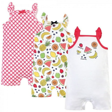 UPC: 0660168632446 | Touched by Nature Baby Girl Organic Cotton Rompers 3pk Fruit 3-6 Months