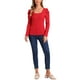 thumbnail image 2 of INSPIRAR CHIC Blusa de Manga Abullonada para Mujer con Cuello Cuadrado, Blusa Básica de Punto de Manga Larga S Roja, 2 of 5