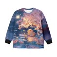 thumbnail image 4 of Xoenoiee Hamster Moon Cherry Blossom Print Girls Casual Long Sleeve T Shirt Crewneck with Side Split Fall Pullover Loose Tunic Sweater Tops, 9-10 Years, 4 of 7