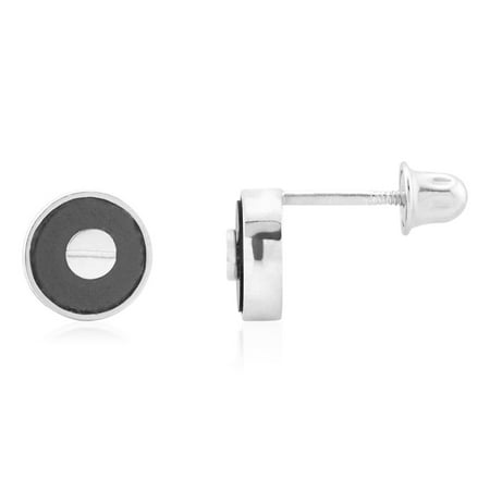 Round Natural Onyx - Natural Onyx Round Button Shaped 14k Yellow Gold Stud Screwback Earrings