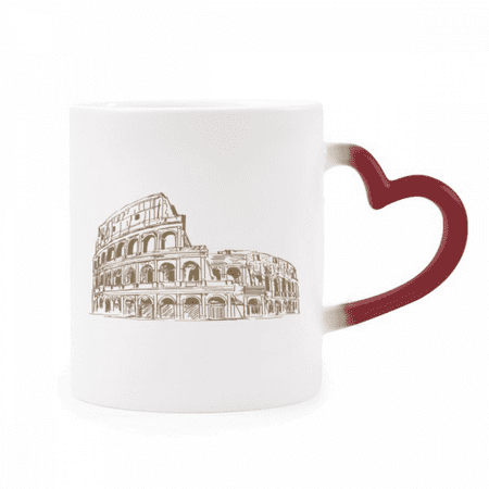 

Italy Rome Landmark Sketch Landscape Heat Sensitive Mug Red Color Changing Stoneware Cup
