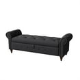 thumbnail image 6 of Ottoman with Storage, 63" Button-Tufted Upholstered Storage Ottoman Bench with Rolled Arms and Solid Wood Legs Bedroom Bench Large Storage Bench for Bedroom, Living Room, Dark Gray, 6 of 7