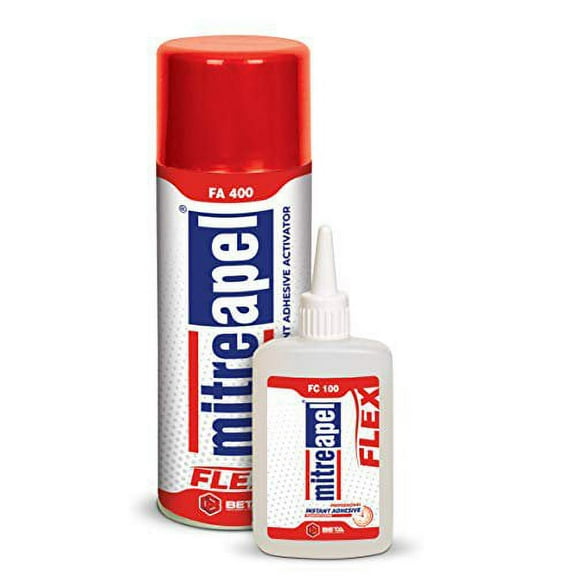 MITREAPEL Super Flex CA Glue (3.5 oz) with Spray Adhesive Activator (13.5 fl oz) - Crazy Craft Glue for Wood, Plastic, Metal, Leather, Ceramic - Cyanoacrylate Glue for Crafting and Building