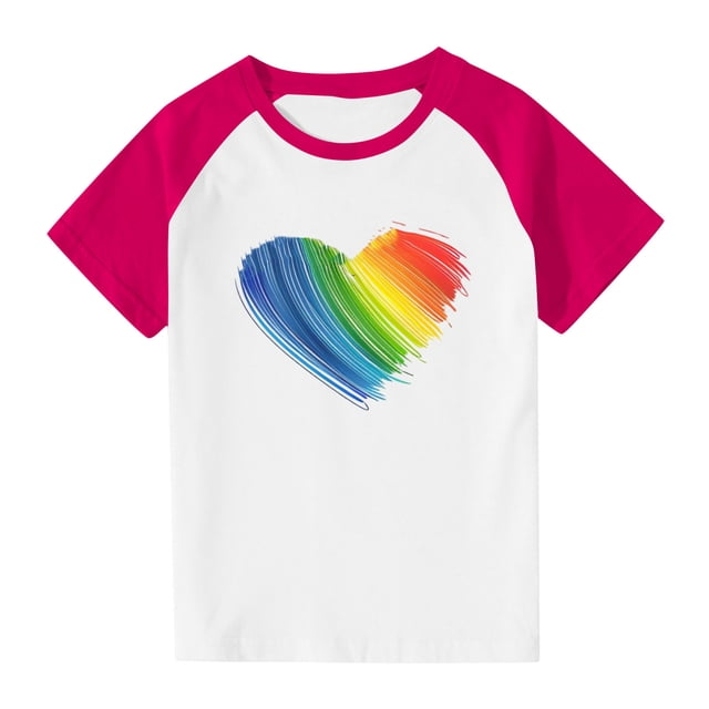 Zpanxa Girls Shirts Color Print Short Sleeve T Shirt Summer Oversized Crewneck Basic Tee With Polyester Spandex 7 Years