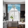 thumbnail image 3 of Blue Coastal Swag Valances for Windows, Small Curtains Drapes, Nautical Summer Beach Shell Conch Kitchen Window Curtains Over Sink Rod Pocket Window Treatment Valance for Bedroom/Bathroom 56"x36", 3 of 5
