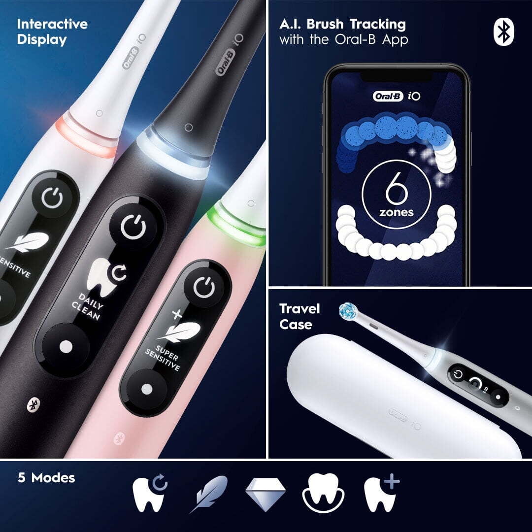 Oral-B iO Series 6 Electric Toothbrush, Gray Opal, with AI Oral-B iO Series 6 Electric Toothbrush, Gray Opal, with AI