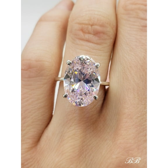 10x8mm - 14x10mm Oval Cut CZ Diamond, 4-Prong Classic Solitaire Ring, 5A Quality Cubic Zirconia, Sterling Silver