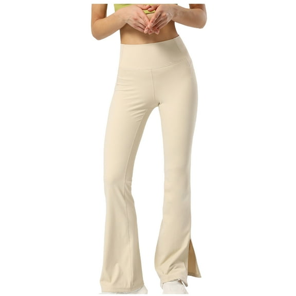 qolati Flared Leggings for Women Soft High Waisted Booty Gym Tights Athletic Scrunch Butt Lifting Workout Yoga Pants