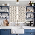 thumbnail image 2 of Beige Grey Baroque Kitchen Curtains 63 Inch Length, Abstract Art Floral Pattern Grommet Top Bedroom Living Room Curtains, Light Filtering Cafe Curtain Drapes 2 Panels Set 84''x63'', 2 of 9