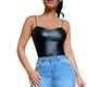 thumbnail image 1 of Playeras,Blusas y Tops,Ropa para Mujer Tank Top Para Mujeres Workout Camiseta sin mangas con tiras y con cuello en V para mujer, chaleco Sexy de charol para mujer, Top corto Sexy (Black, XXL), 1 of 7
