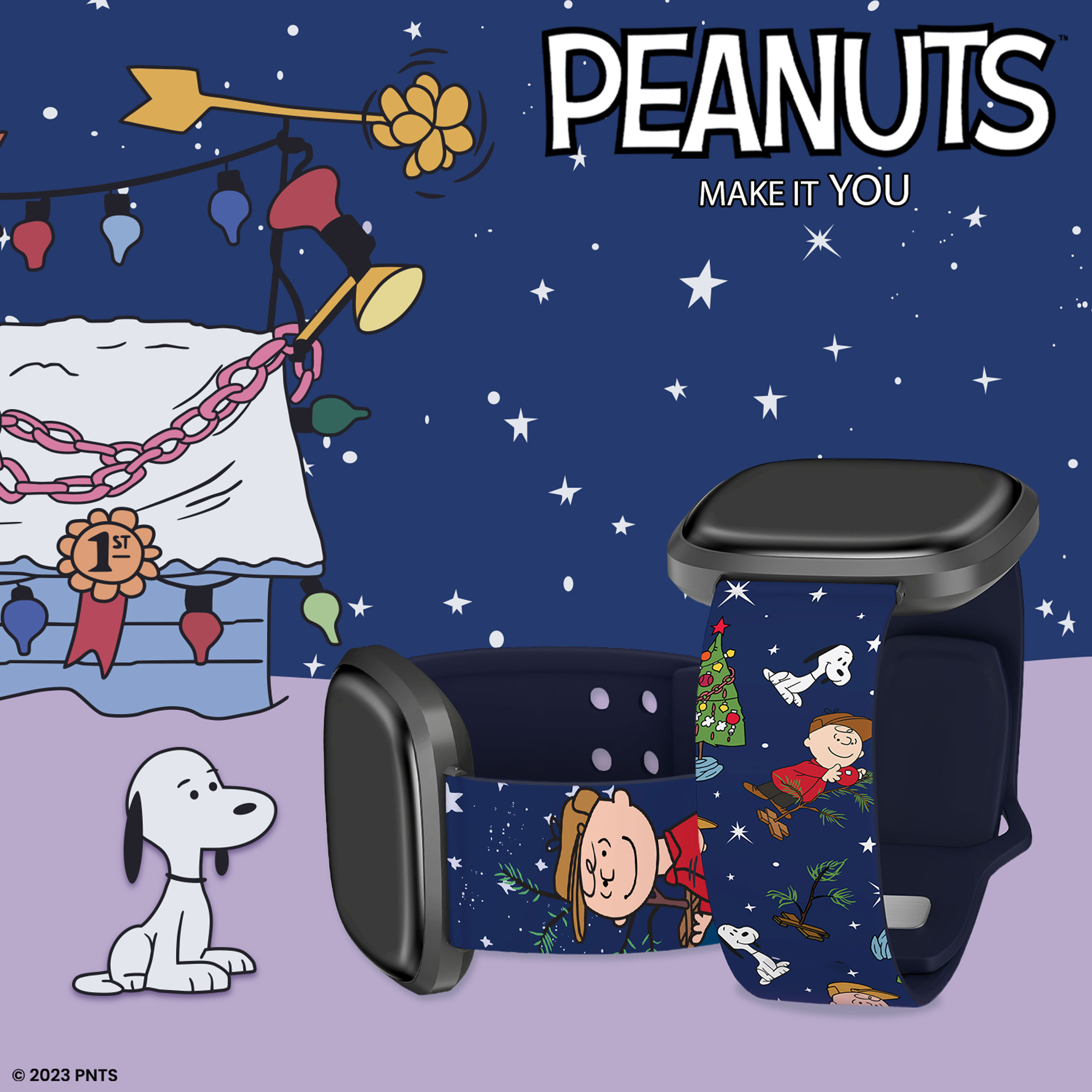 Peanuts Charlie Brown Christmas HD Unisex Watch Band for Fitbit Versa 3 & Sense (Short Charlie's Tree) by Affinity Bands