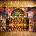 thumbnail image 5 of Golden Theme Happy New Year Banner Fireworks Design 2026 New Year Banner Clock Pattern Champagne New Year Celebration Banner for New Year Party New Year's Eve Celebration Home Decoration, 5 of 9