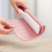 Heat Resistant Mat 9" x 6.5", Silicone Hair Tool Rest Pad for Curling Wand Flat Iron Straightener, Non-Slip Counter Protector, Travel Friendly, Easy Clean, Black