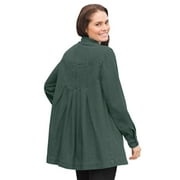 Woman Within Women's Plus Size Pleat-back Denim Jacket Color: Pine Size: 2X