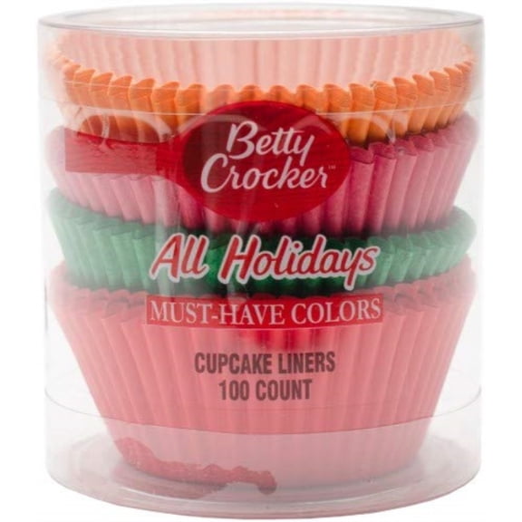 betty crocker 100-count cupcake liners all holiday, orange, pink, green, red