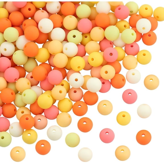 1 Box 10MM 200PCS Yellow Matte Resin Beads with Holes Chunky Imitated Silicone Acrylic Balls Summer Loose Spacer Bead Bulk for DIY Jewelry Making Earrings Bracelets Necklaces DIY Craft Supply