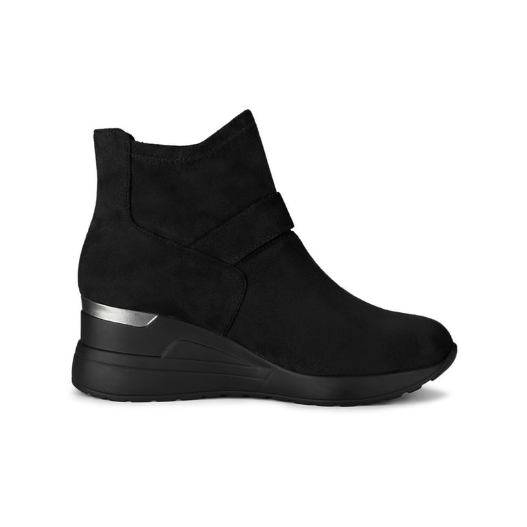 Unique Bargains Women s Buckle Decor Platform Wedge Heel Ankle