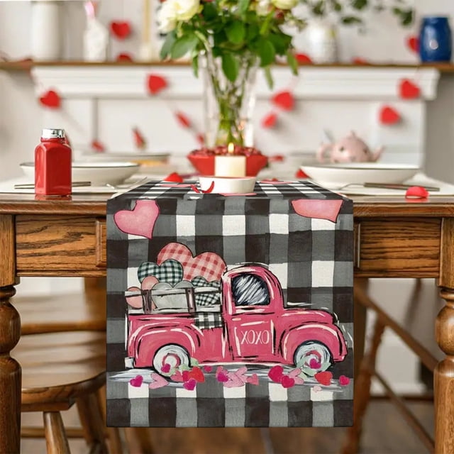 RKSTN Valentine's Day Tablecloth Dining Room Kitchen Table Decor Runner B