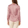 thumbnail image 4 of INSPIRE CHIC Women's Elegant Shirts V Neck Point Collar Long Sleeve Smooth Satin Blouse XS Dusty Pink, 4 of 9