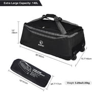 REDCAMP 140L Foldable Rolling Duffle Bag with Wheels and Backpack Strap, 1680D Oxford Extra Large Rolled Duffel Bag for Camping Travel Gear, All Seasons