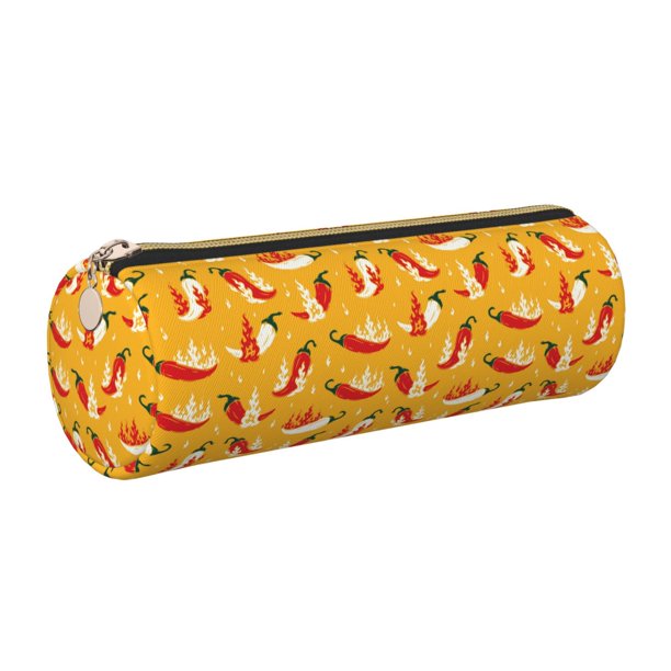 Disketp Hot Chilli Estuche Organizador de Lápices de Cuero, Estuche de Oficina con Cremallera para Bolígrafo y Lápiz