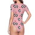 thumbnail image 4 of Daiia Valentine'S Day Panda print Women's Crew Neck Short Sleeve Bodysuit Fashion Tops Fit Casual Basic Extender Bodysuit-Small, 4 of 9