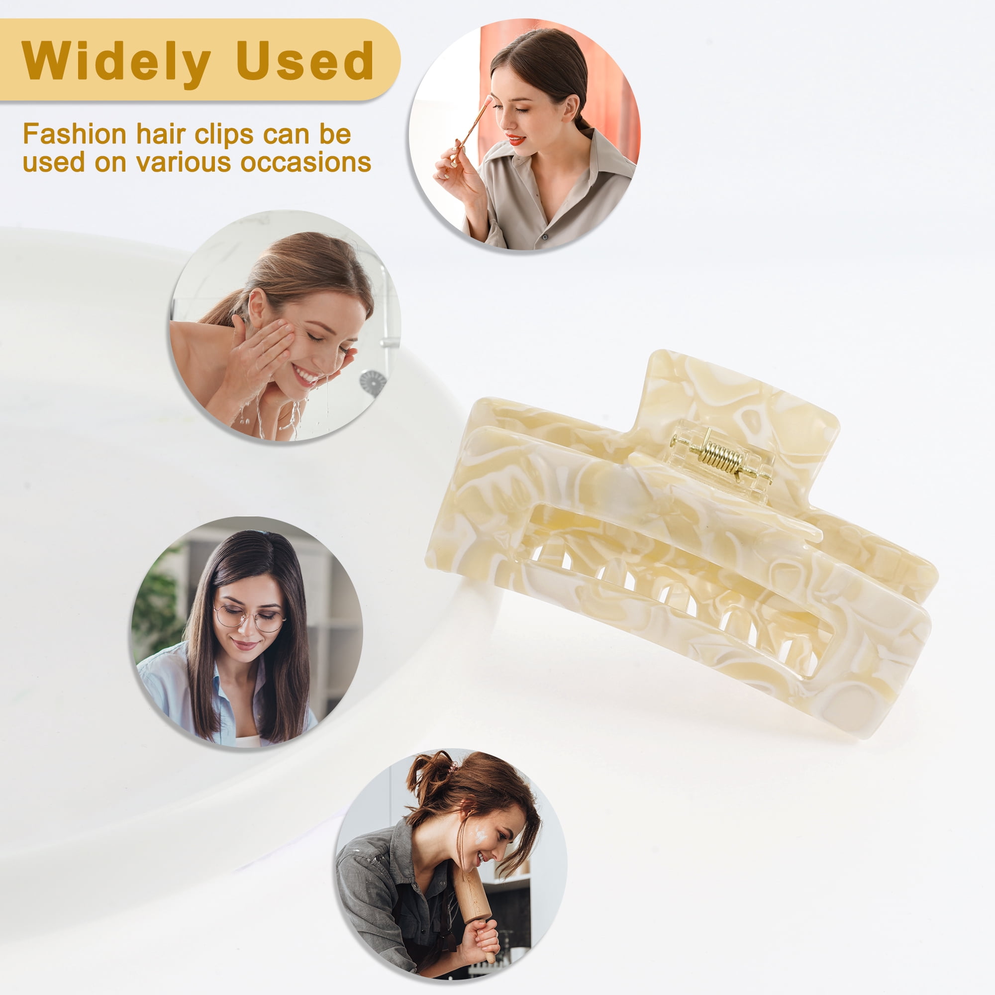 Unique Bargains Acetic Acid Tortoise Large Hair Claw Clips Beige