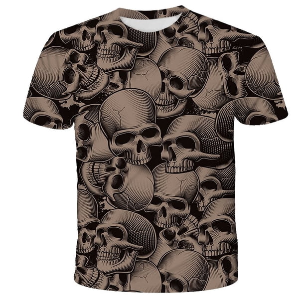 Summer 3D Printing Skull T Shirt For Chiidren Streetwear Hip Hop Trend Personality Punk Tops Harajuku Leisure Top Tees6T Gong Bohan LED