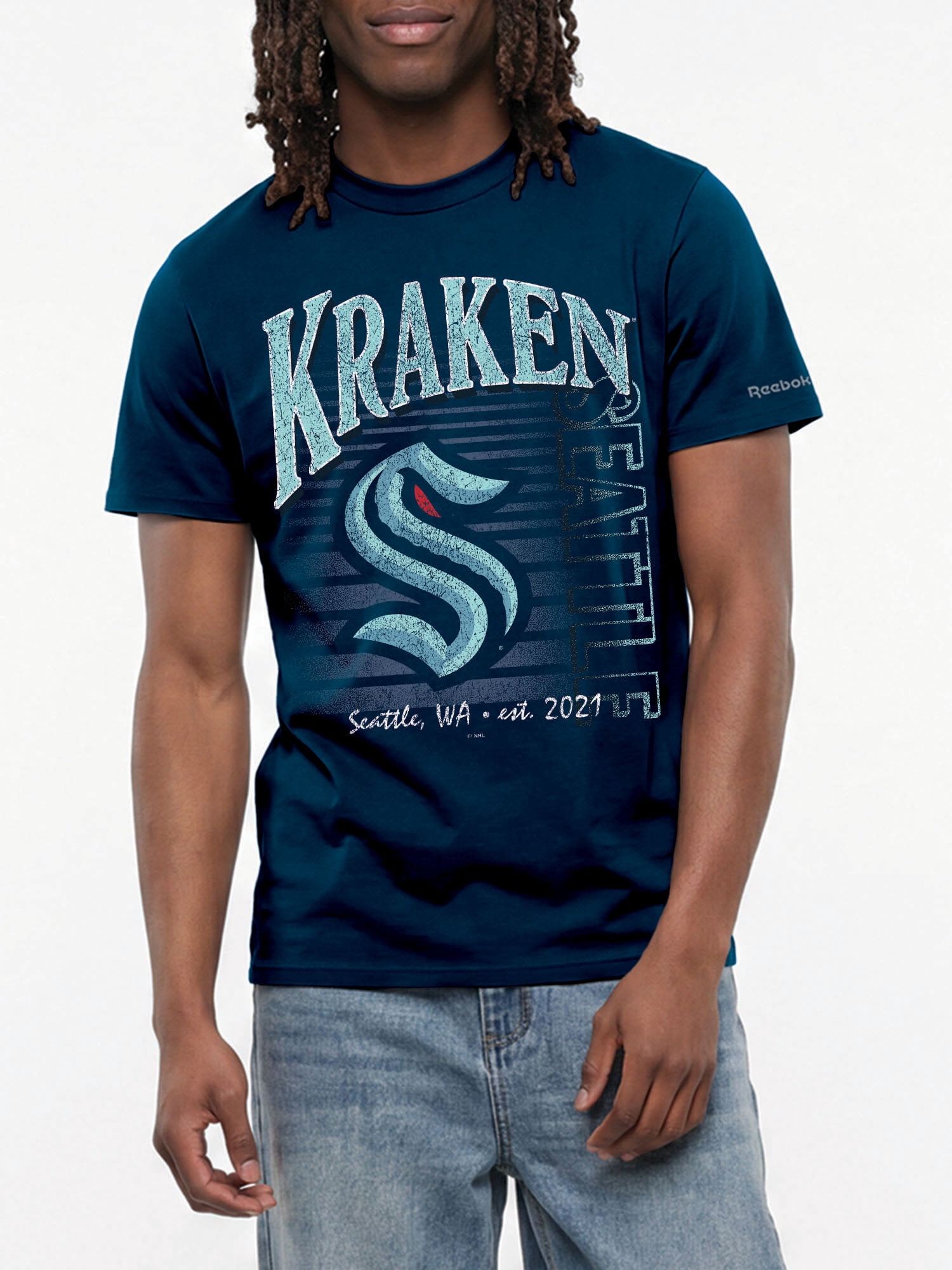 Seattle Kraken Reebok Mens Crew Neck Short Sleeve T-Shirt