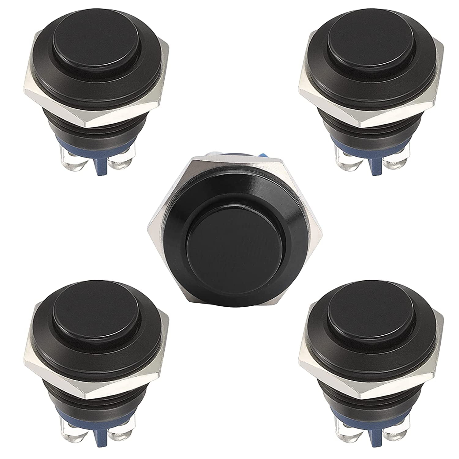 IP65 Waterproof Push Button Switch,Stainless Steel 1 Normally Open Without LED. Starelo 5pcs 12mm Momentary Push Button Switch Silver Shell with pre-Wiring