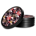 thumbnail image 1 of Silicone Non-Slip Drink Coasters with Removable Printed Absorbent Felt Pad - Set of 4 - Red, White & Gold Flying Cranes, 1 of 3