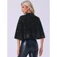 thumbnail image 3 of DARING DIVA Sequin Jackets Velvet Capelet Sparkly Shrugs XL Black, 3 of 6