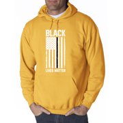 Trendy USA 1088 - Adult Hoodie USA Flag Black Lives Matter Human Rights Sweatshirt Small Gold