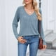 thumbnail image 3 of Ailaofu Women Tops Long Sleeve Shirts V Neck Loose Fit Soft Casual Solid Color T-Shirts Fall Clothing, 3 of 6