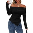 thumbnail image 1 of Remera PRETTYGARDEN Mujer Escote Hombros Descubiertos Ajustada Manga Larga Negra Talle S, 1 of 8