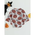 thumbnail image 4 of GXFC Infant Baby Boys Girls Halloween Romper Newborn Long Sleeve Pumpkin Print One Piece Jumpsuit Cute Halloween Bodysuit Costume 0-18M, 4 of 8