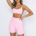 thumbnail image 6 of QATAINLAV Two Piece Sets for Women Wireless Sport Bras and Legging Shorts Matching Set Solid Color Yoga Workout Outfits, Pink, XXL, 6 of 9