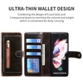 thumbnail image 4 of Samsung Galaxy Z Fold3 5G Wallet Case with Zipper Pocket, Dteck Magnetic Buckle Retro Leather Business Wallet Phone Case Stand Flip Cover for Samsung Galaxy Z Fold 3 5G, 
Brown, 4 of 11