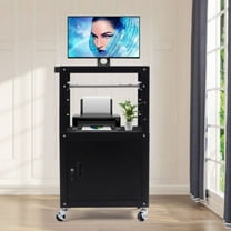 Steel Large AV Cart with Extra Storage Adjustable Height Cart w/ Locking Cabinet