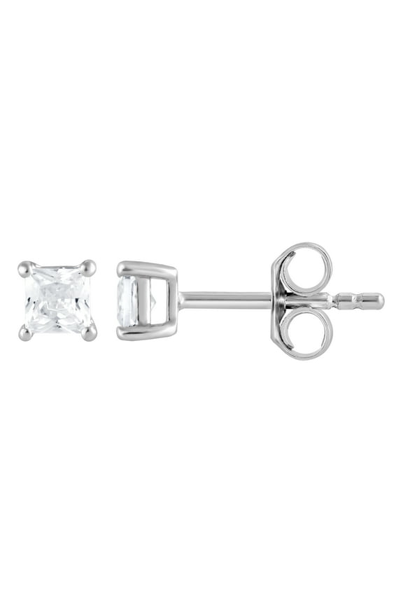 1/2 Ct Princess Cut Lab Grown Diamond Stud Earrings 10K White Gold for Women