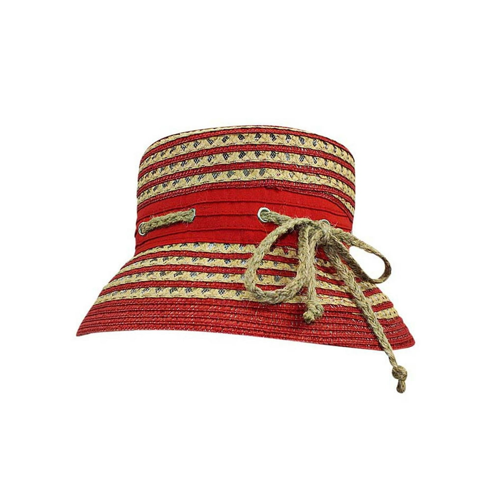 Luxury Divas Straw Bucket Sun Hat With Nautical Rope Trim Walmart