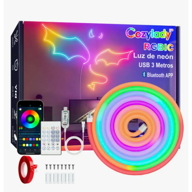 Tira LED Neón 3m IP68 USB Bluetooth Control App Interior